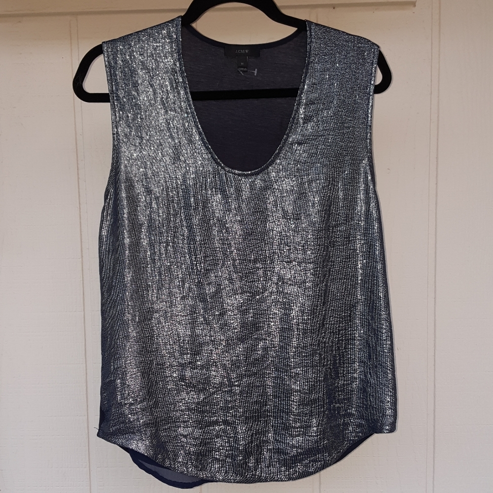 M J Crew Lined Metallic Shimmer Tank Style Top